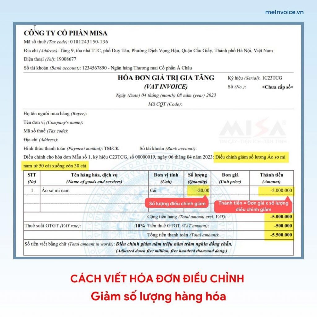 Điều Chỉnh Giảm Số Lượng Hàng Hóa
