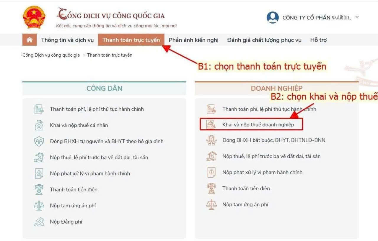 Khai và nộp thuế doanh nghiệp