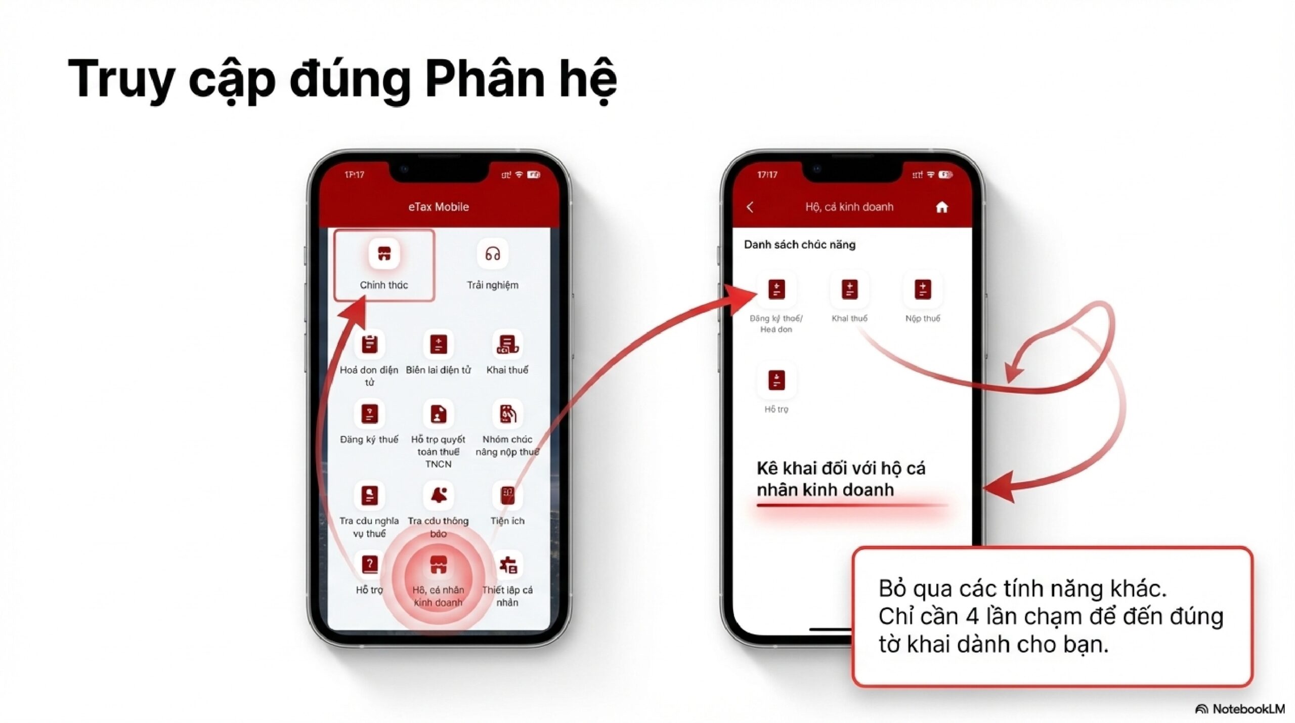 Truy cập vào phân hệ chức năng, chọn mục "Kê khai đối với hộ cá nhân kinh doanh".
